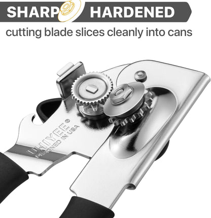 Can Opener Manual Heavy Duty, Uhiyee Hand Held Can Openers for Seniors with Comfort Grip Sharp Blade