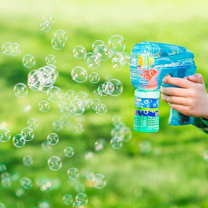 Bubble Blaster LED Light Up Combo 2 Pack with 8 Bubble Solution Refills (1 Liter), Bubble Blowing Toy Set for Kid Boy Girl, Outdoor Summer Game Party Favor