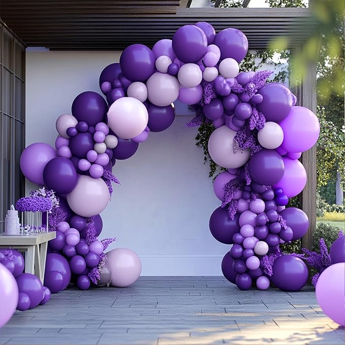 Purple Balloons Garland Arch Kit Different Sizes Pack 150Pc 18Inch 10Inch 5Inch Latex Light Purple Dark Lavender Balloons for Birthday Baby Shower Wedding Decorations