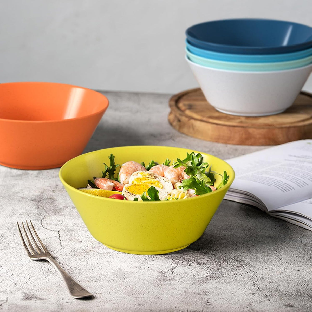 Homestockplus 50 Oz Large Cereal Bowls, Unbreakable Salad Bowl Set of 6, Sturdy and Stackable Serving Bowls