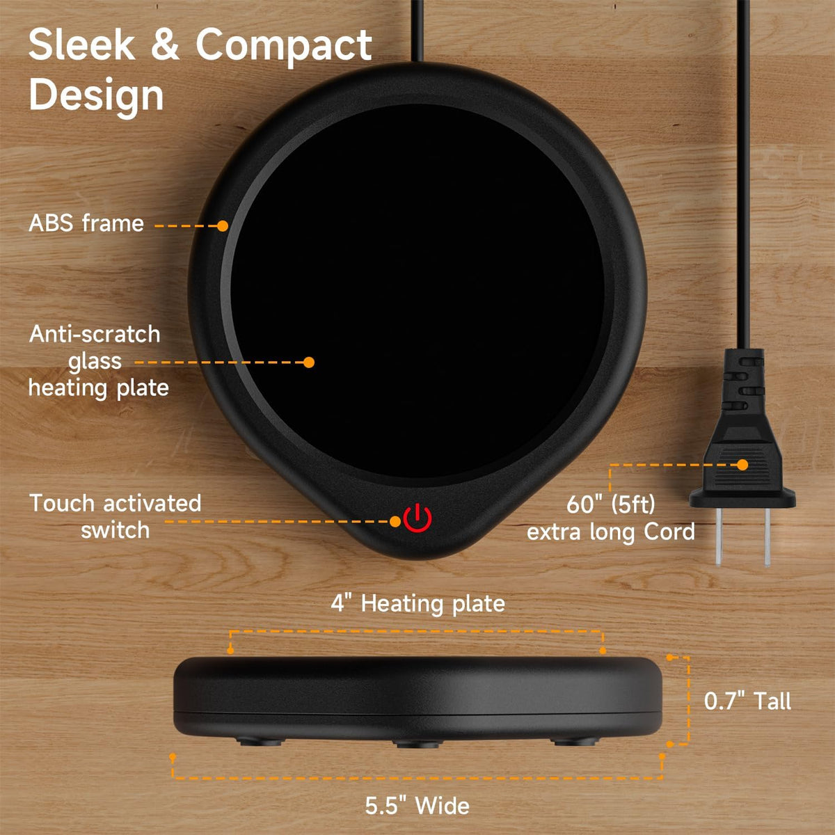 Coffee Mug Warmer, Cup Warmer for Desk with Auto Shut Off Smart Temperature Settings, Electric Beverage Tea Water Milk Heater for All Cups and Mugs