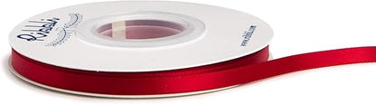 Ribbli Double Faced Scarlet Red Satin Ribbon,1/4” x Continuous 25 Yards,Use for Bows Bouquet,Gift Wrapping,Floral Arrangement