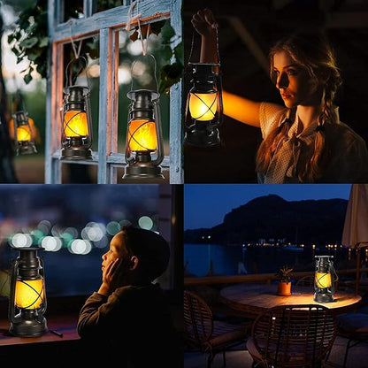 Toodour Solar Lantern Outdoor Lights, 2 Pack Bronze Vintage LED Lantern with 2 Modes, Waterproof Hanging Solar Lights for Camping Patio Garden Yard Outdoor Decorations