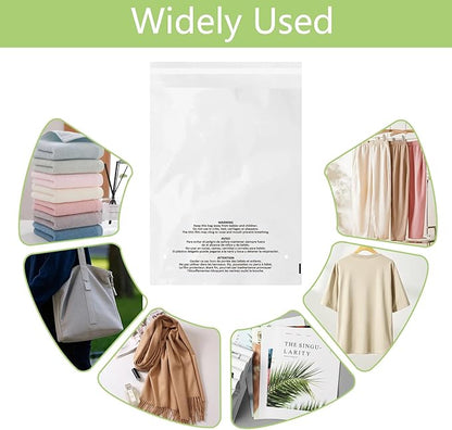 200 Count 11x14 Inch Self Seal Clear Poly Bags with Suffocation Warning for Packaging Clothing, T Shirts, Decorative Wrappers and More with Permanent Adhesive(1.5mil)
