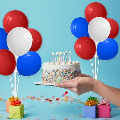 ZJDHPTY Red White and Blue Balloon Stand Centerpiece Table Decorations for 4th of July Father's Day Graduation Birthday Party Decorations(Red white blue set4)