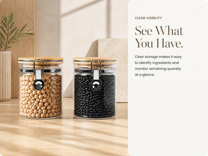 KKC HOME ACCENTS Glass Canisters with Airtight Lids 27oz, Jars Set of 2