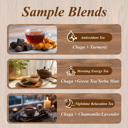 WT Weetee Chaga Tea Bags 100 Count, 100% Siberian Birch Chaga Mushroom Tea, Caffeine-Free - Rich in Antioxidants