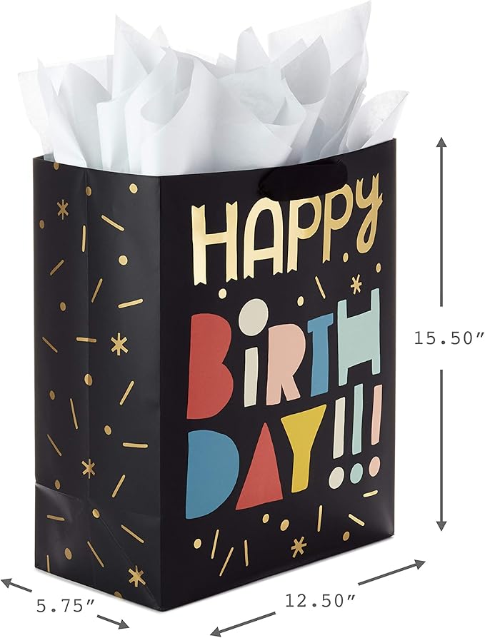 Hallmark Celebrate Gift Bags Assortment with Tissue Paper (Pack of 3: 2 Large 13" and 1 Medium 7" Gift Bags for Birthdays, Baby Showers and More)