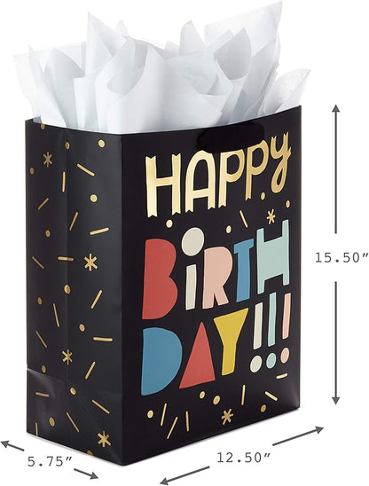 Hallmark Celebrate Gift Bags Assortment with Tissue Paper (Pack of 3: 2 Large 13" and 1 Medium 7" Gift Bags for Birthdays, Baby Showers and More)