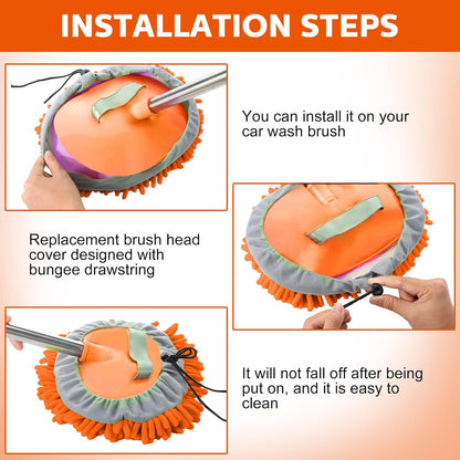 Layhit 5 Pcs Car Wash Mitt Set, Brush Not Included, Microfiber Mitt Cleaning Car Truck Washing Tools Kit RV Pickup Chenille Scratch Replacement(Orange)