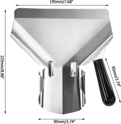 2 Pcs Stainless Steel French Fry Popcorn Scoop, Quick Fill Tool for Food Bags & Boxes, Multipurpose Utility Scooper for Bagger French Fries, Snacks, Desserts, Ice, Dry Goods
