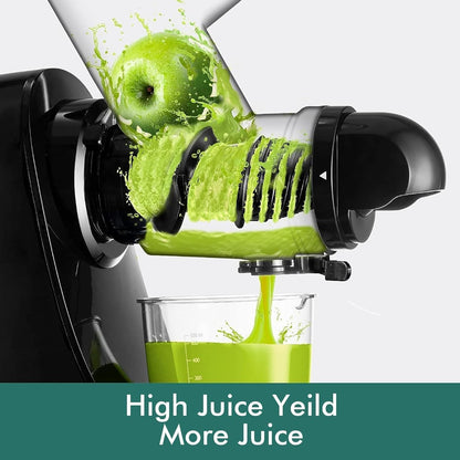 SiFENE Cold Press Juicer Machine, Dual 3" Wide Mouth Slow Masticating Juicer, Anti-Clog Function, Extracts Wheatgrass & Fruit Juice, Easy to Clean, BPA Free for Vegetable and Fruit Juicing, Black