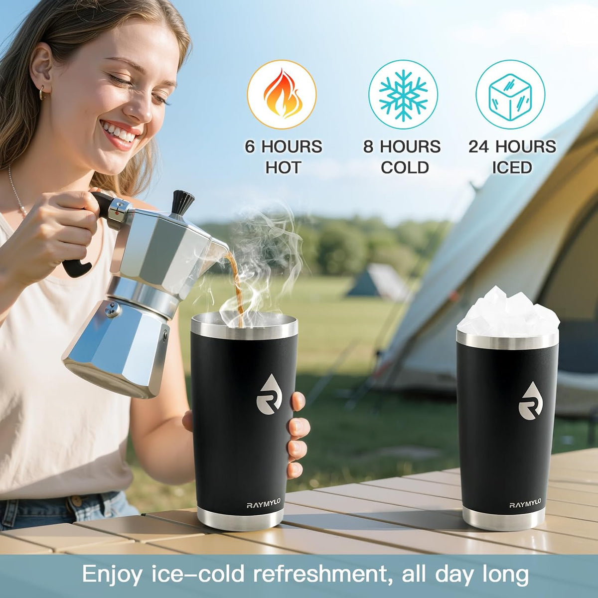 20 oz Coffee Tumbler - Insulated Stainless Steel Travel Mug for Hot/Cold, Spill Proof with BPA-Free Detachable Lid, Coffee Cup Fits Most Car holder