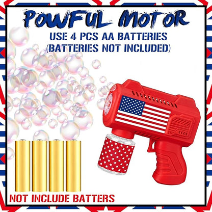 Gemscream 6 Pack 4th of July Automatic Bubble Gun for Party Patriotic Bubble Machine Blower for Outside Activity 250th Anniversary Party Supplies for Independence Day Summer Birthday Gifts Decoration