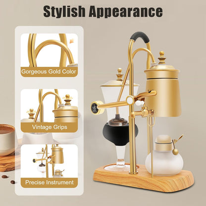 Belgian/Belgium Luxury Royal Family Balance Syphon Coffee Maker, Elegant Design Retro-Style Siphon Brewer