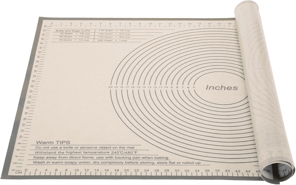 Silicone Pastry Mat 34x26 Inch - Nonstick Baking Mat Perfect for Dough, Pastry, Pie Crust, Fondant, Bread, Cookies, Pasta, Pizza