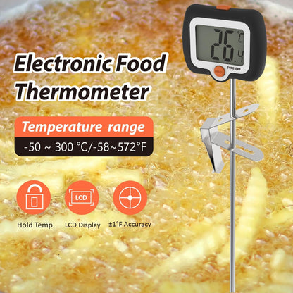 10 Inch Long Digital Candy Thermoometer with Pot Clip,Deep Fry Thermometer,Rotating Display