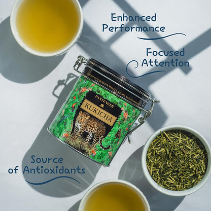 Organic Japanese Kukicha Green Tea | Loose Leaf - 3.5 Oz |Twig Tea - USDA Organic Green Tea | Japanese Tea by Pantenger
