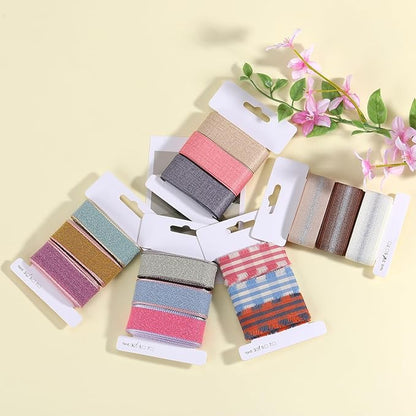BEEFLYING 3 Styles Wire Edged Ribbons for Gift Wrapping, 25~28mm×2.7m Fabric Ribbons Guipure Ribbons for Wedding Party Decoration Hair Bows Flower Bounquet Sewing and Craft, 9 Yards