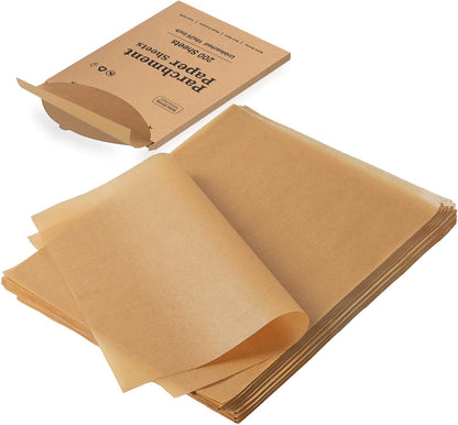 Katbite 200Pcs 18x26 inches Parchment Paper Sheets, Heavy Duty Unbleached Baking Paper