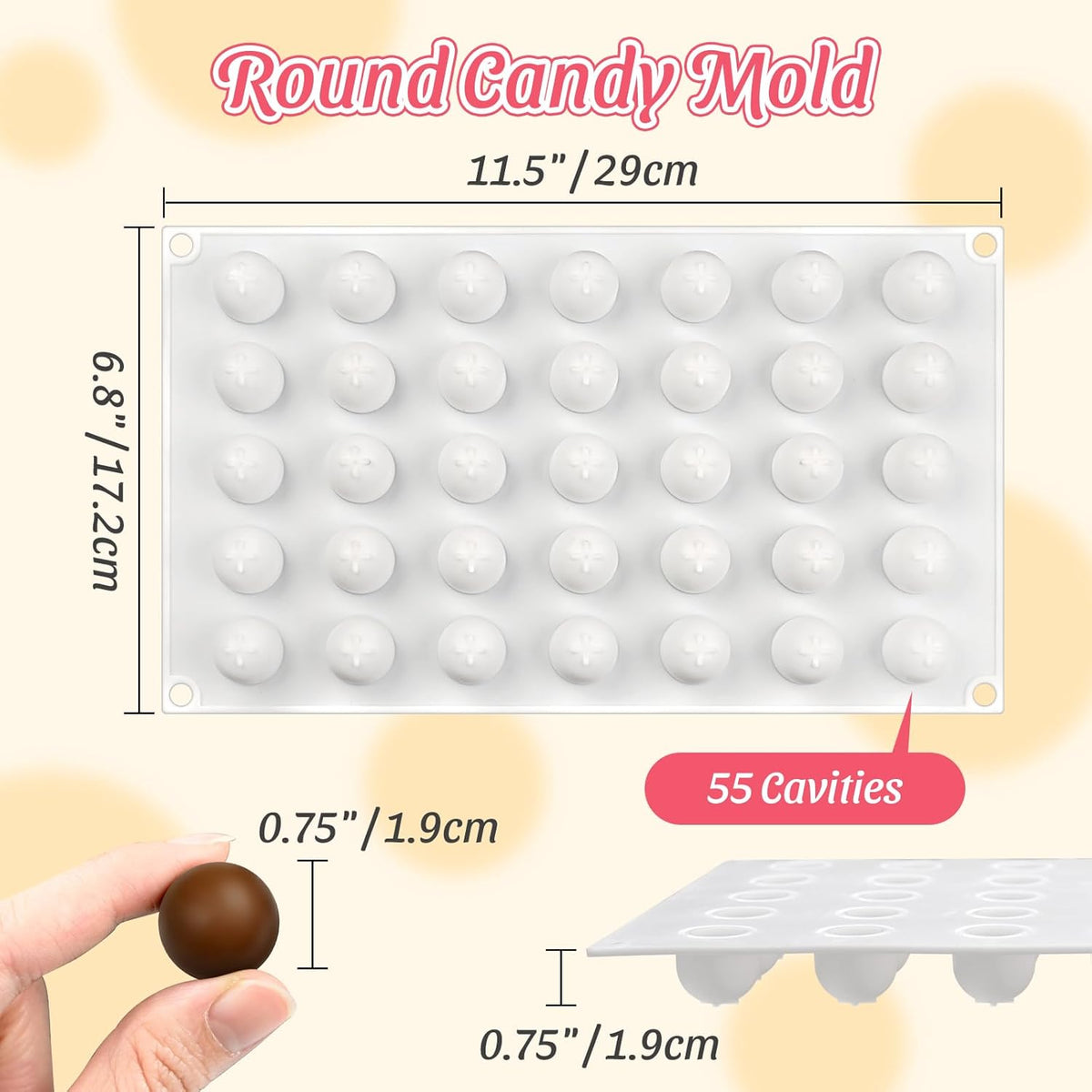 Small Chocolate Molds, 35-Cavity Silicone Sphere Candy Molds, Chocolate Mold for Cake Decoration