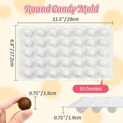 Small Chocolate Molds, 35-Cavity Silicone Sphere Candy Molds, Chocolate Mold for Cake Decoration