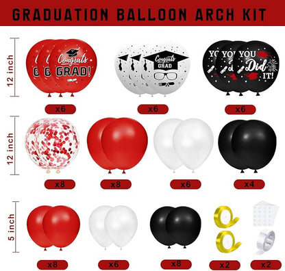 Graduation Decorations Class of 2026, Red and Black Graduation Decorations, Balloons Boxes (4PCS) with Letters 2026 GRAD So Proud of You, Congrats Grad Decorations for High School & College