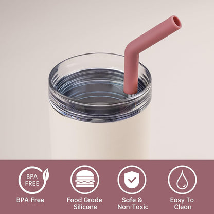 Tomorotec 6-Pack Metal Straws with Silicone Tip Fit for Stanley 14-40oz Cup