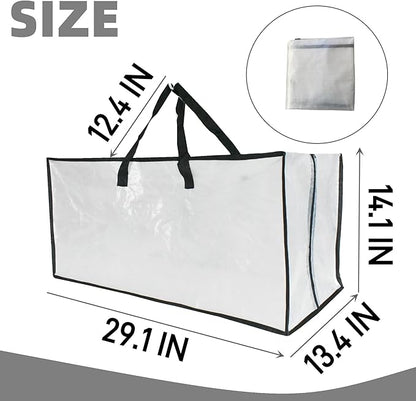 3 Pack Heavy Duty Moving Bags, Extra Large Clear Storage Bags with Zipper and Handles, Moving Boxes & Storage Bins Alternative, Packing Supplies, Moving Supplies for Dorm Room Essentials