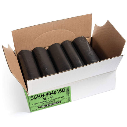 Aluf Plastics 40-45 Gallon Trash Bags Source Reduction Series Value High Density 16 Micron (equiv) 40" x 48" - Intended for Home, Office, Bathroom, Paper, Styrofoam (Pack of 250)