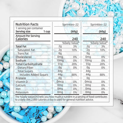 Edible Blue Sprinkles For Cake Decorating, Snowflake Sprinkles, Edible Stars, Sprinkle Mix for Cupcake Toppers, Ice Cream Toppings, Celebrations Wedding Baby Shower Birthday Party.(120g/4.2oz)