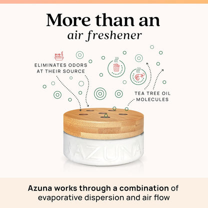 Azuna Air Freshener & Odor Eliminator for Strong Odor | 4 Room Kit Includes (4) Empty Luxe Glass Jar & 24oz Gel Refill with Tea Tree Essential Oil | Simply Citrus | Last 60-90 Days