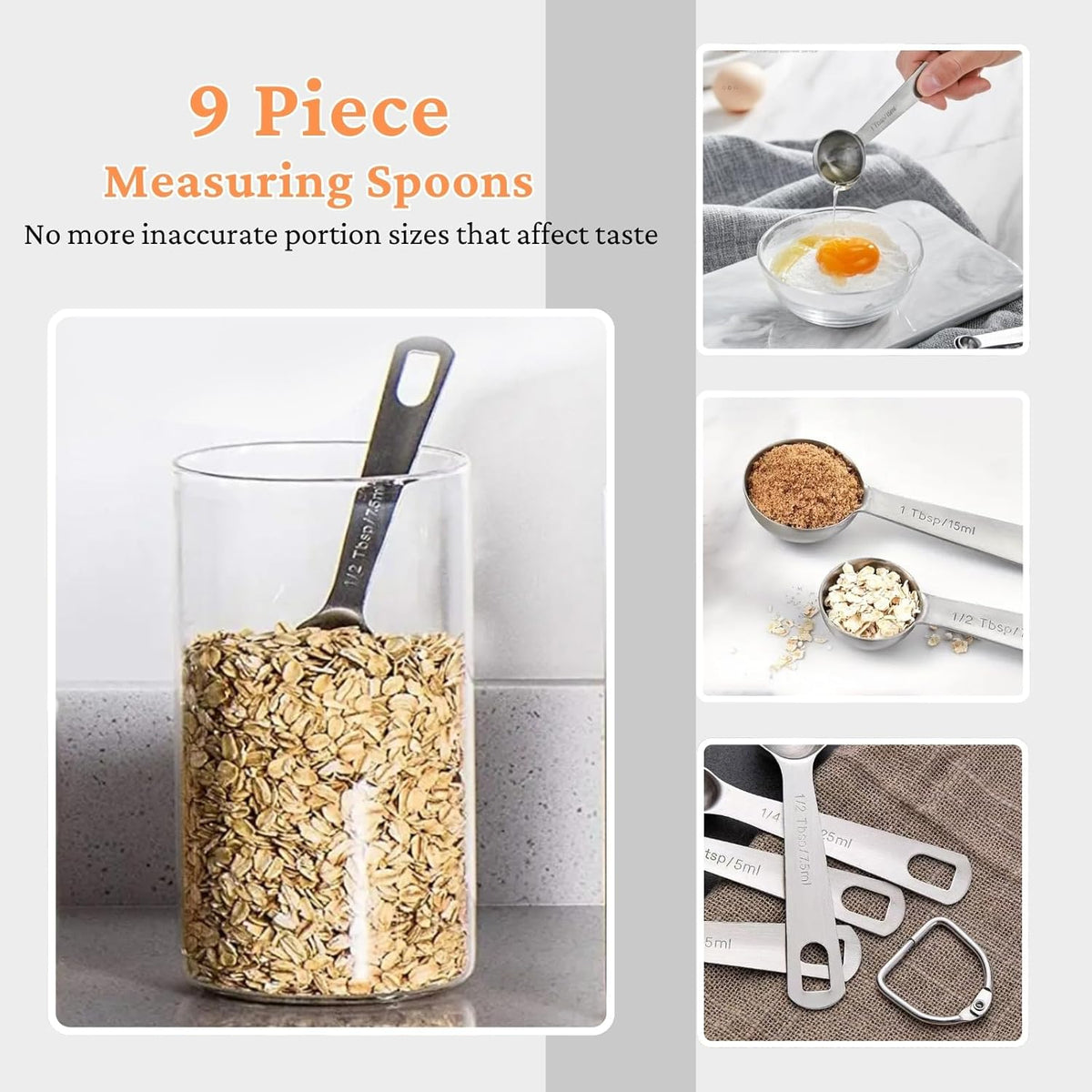 21PCS Measuring Cups and Spoons Set, Include 7 Nesting Measuring Cups, 9 Measuring Spoons and 5 Mini Spoons, Stainless Steel Metal Measuring Set