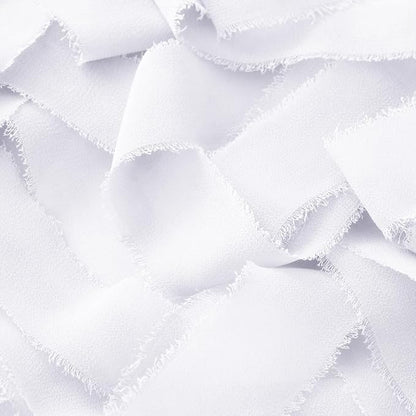DORIS HOME White Chiffon Ribbon for Flower Bouquet, 2" x21Yd Fabric Ribbon for Gift Wrapping, Handmade Frayed Ribbon for Wedding/Christmas Decorations