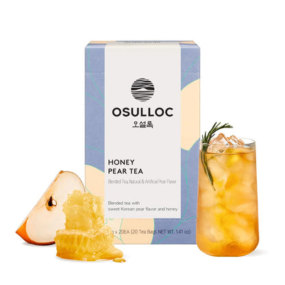 Osulloc Honey Pear Tea (Sweet Pear & Honey Flavor), Fruit tea Blend, Premium Teabags from Jeju Island, 20 count