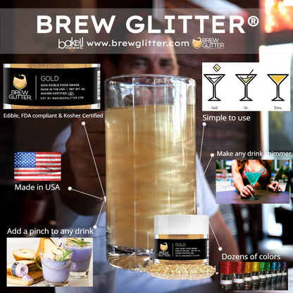 Brew Glitter - Black Shimmer (45g 1x Shaker Jar), Edible Glitter For Drinks, Beer and Cocktail Beverages by Bakell