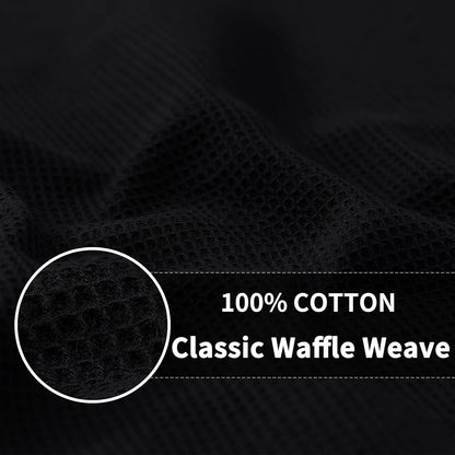 Homaxy 100% Cotton Waffle Weave Dish Cloths - 12 Pack Soft and Absorbent Dish Towels - 12 x 12 Inches Quick Dry Dish Rags - Black