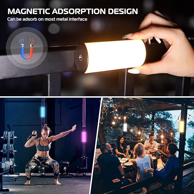 ULANZI 2 Pack Handheld Light Wand, 360° RGB LED Video Light for Photography, 2000mAh Rechargeable Light Stick for Video Shooting, 2500-9000K Dimmable Camera Light w LCD, Support Magnetic Attraction