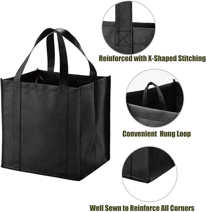 NERUB Set of 10 Reusable Grocery Bags Heavy Duty Shopping Bags Large Grocery Totes with Reinforced Bottom Super Sturdy Handles, Green