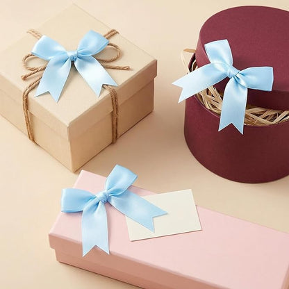 Blue Gift Wrap Bows – 50pcs 3.3 Inch Elegant Satin Bows for Gift Wrapping, Wedding Decor, Baby Shower, Party Decorations, Birthday, Easter, Christmas, Anniversary, DIY Crafts, Gift Bags