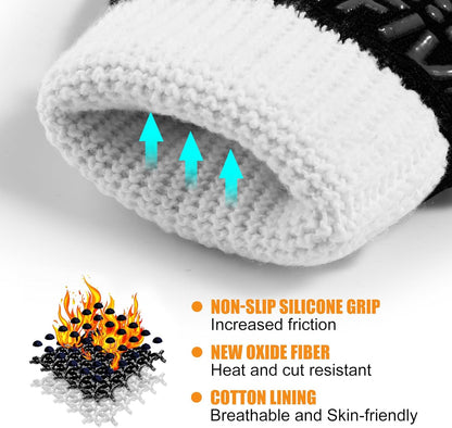 BBQ Gloves, Oven Gloves, 1472°F Extreme Heat Resistant Barbecue Gloves, Silicone Non-Slip Oven Mitts, Kitchen Gloves for Cooking, Grilling