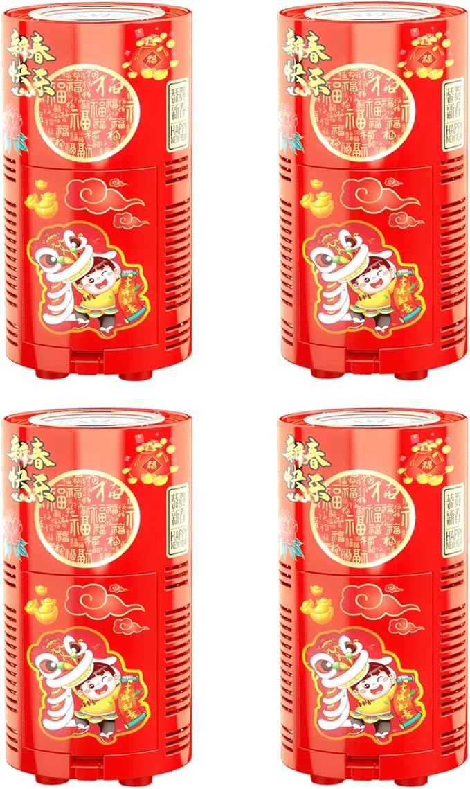 4 PCS Fireworks Bubble Machine with 4x80ml Bubble Solution, Portable Automatic Bubble Machine with Lights and Closeable Music, Bubble Maker Toys for Kids Outside Activities Parties Wedding