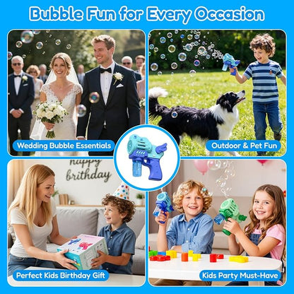 2 Pack Rechargeable Bubble Gun with 4 Bottles Solution, Bubbles Machine Blower Guns Toys with LED Lights for Toddlers Kids 3-12, Summer Toy, Party Favors, Easter, Birthday Gift