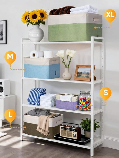 BALEINE 1 Pack Fabric Closet Storage Bins for Shelves, Linen Closet Organizers and Storage, Decorative Baskets for Organizing, Shelf, Clothes, Home, Office (Brown, 14''x10''x8.5'')