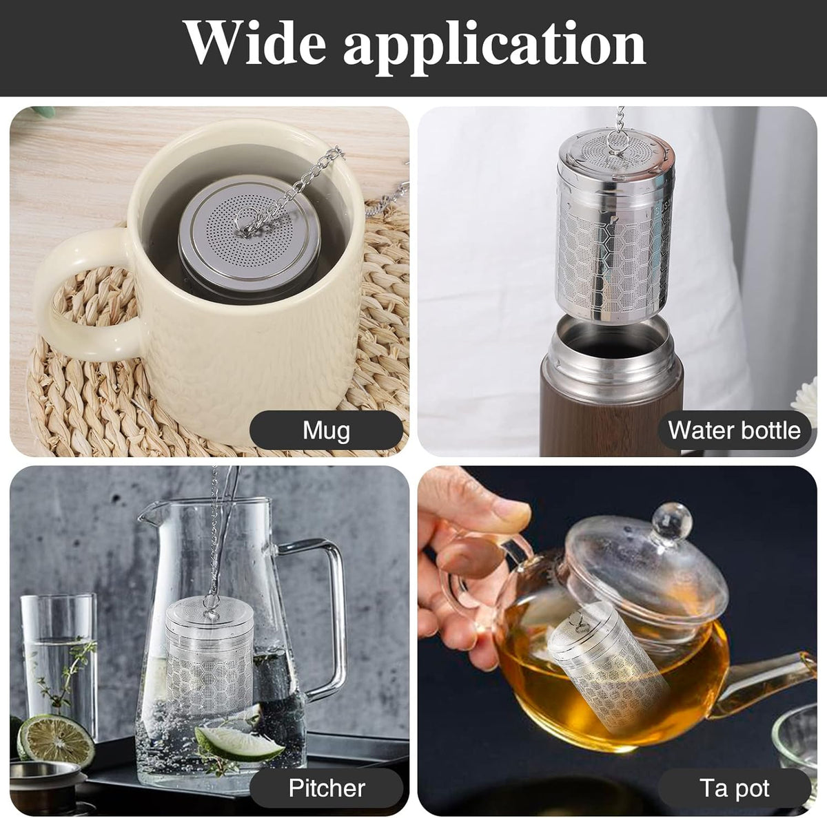 2 Pack Large Tea Strainers for Loose Tea, Tea Infusers for loose Tea Fine Mesh Stainless Tea Strainer Loose Leaf Tea Steeper for Black Tea