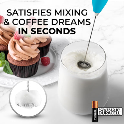 Zulay Powerful Milk Frother Handheld Foam Maker for Lattes - Whisk Drink Mixer for Coffee, Mini Foamer for Cappuccino, Frappe, Matcha