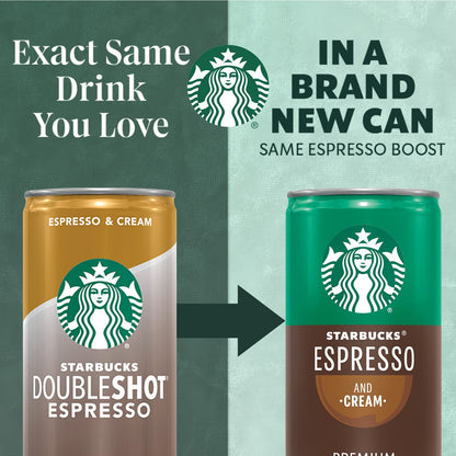Starbucks Ready to Drink Coffee, Espresso & Cream Light, 6.5oz Cans (12 Pack)
