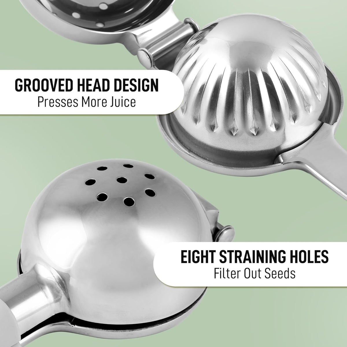 Zulay Extra Large Lemon Squeezer Stainless Steel - Easy Squeeze Heavy Duty Lemon Juicer Hand Press - Ergonomic Citrus Squeezer & Fruit Juicer for Small Oranges, Lemons, & Limes