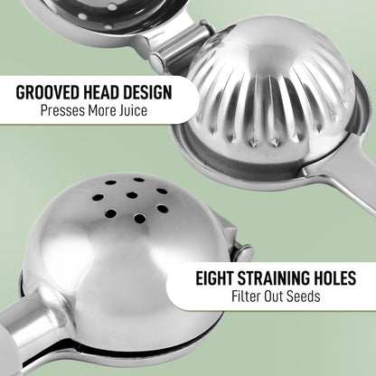 Zulay Extra Large Lemon Squeezer Stainless Steel - Easy Squeeze Heavy Duty Lemon Juicer Hand Press - Ergonomic Citrus Squeezer & Fruit Juicer for Small Oranges, Lemons, & Limes