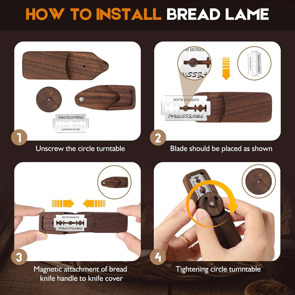 Elegant Magnetic Bread Lame Dough Scoring Tool,Lame Bread Tool with Turntable Design,Bread Scoring Knife for Bread Baking & Sourdough Baking